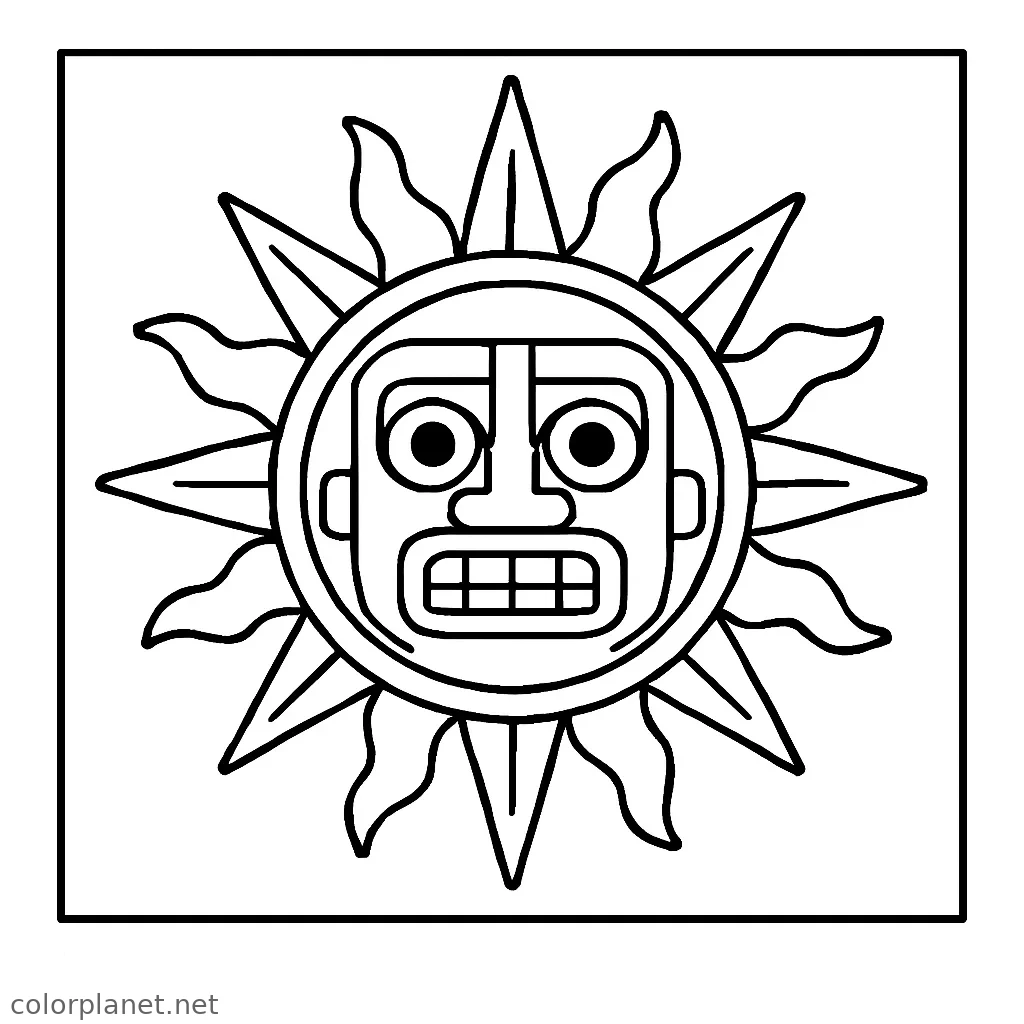 Sol Incaico - página para colorear gratis para imprimir - ColorPlanet