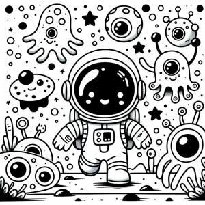 Astronaut on Alien Planet Adventure. Color an astr omalovánka