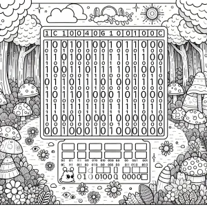 Binární kód a ASCII tabulka omalovánka – pracovní list zdarma k vytisknutí