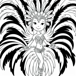 Brazilian Carnival Samba Dancer omalovánka, kreativní a zábavná coloring page k vytisknutí zdarma