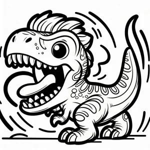 page de coloriage T-Rex cartoon rugissant à imprimer gratuitement