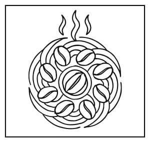 page de coloriage mandala de grains de café avec vagues d'arôme relaxantes à imprimer gratuitement