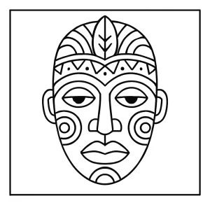 Afrikanische Maske Malvorlage – kostenlose coloring page zum Ausdrucken und Ausmalen