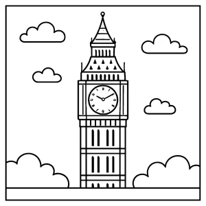 Página para colorear de Big Ben para imprimir y pintar gratis