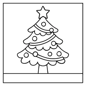 Página para colorear de árbol de Navidad, imprimible y gratuita