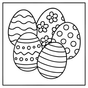 Página para colorear de huevos de Pascua con patrones variados para imprimir y colorear