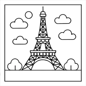 Página para colorear de la Torre Eiffel para imprimir gratis