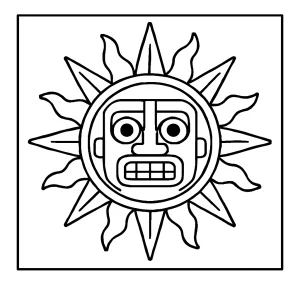 Inka Sonne Malvorlage – kostenlose coloring page zum Ausdrucken für Kinder