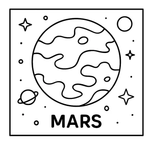page de coloriage de Mars gratuite à imprimer pour enfants