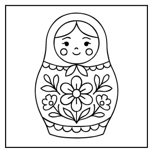 Page de coloriage poupée russe à imprimer et colorier, idéale pour les enfants