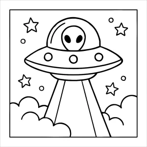 UFO Malvorlage – kostenlose coloring page zum Ausdrucken für Kinder