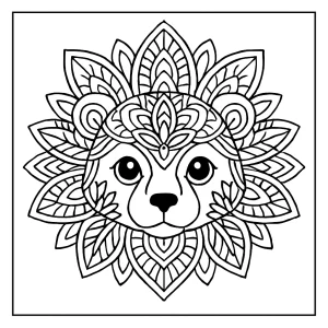 Página para colorear de mandala de animales para imprimir gratis