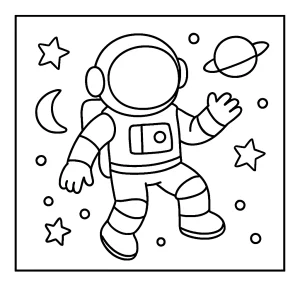 Astronaut omaľovánka – coloring page astronauta na vyfarbenie pre deti
