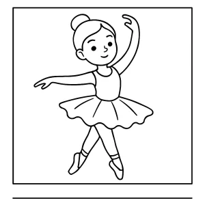 Página para colorear de una bailarina elegante lista para imprimir y colorear