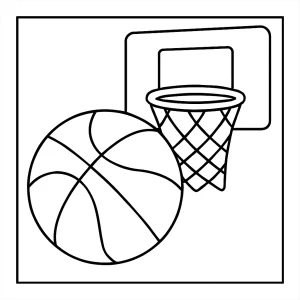Basketbalová omalovánka – coloring page s basketbalistom a loptou na vyfarbenie pre deti