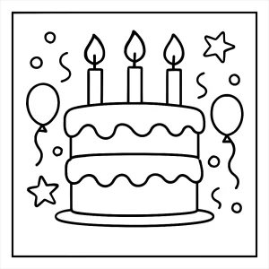 Geburtstagstorte Malvorlage – kostenlose coloring page zum Ausdrucken