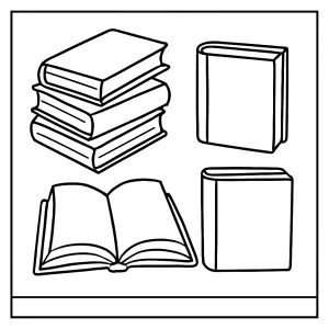 Página para colorear de libros apilados para imprimir y colorear gratis