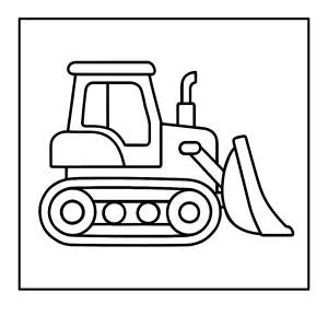 Bulldozer coloring page for kids to print and color, featuring a detailed construction vehicle illustration.