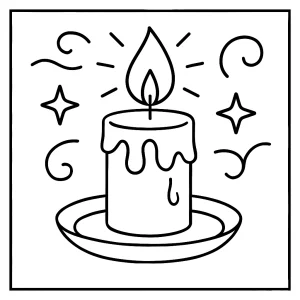 Página para colorear de una vela encendida lista para imprimir y colorear