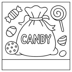 Bolsa de caramelos página para colorear gratis para imprimir y colorear