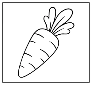 Página para colorear de una zanahoria divertida, imprimible y gratis, ideal para niños y actividades educativas.