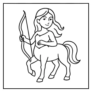 Centauro página para colorear, dibujo imprimible gratis de criatura mitológica mitad humano mitad caballo
