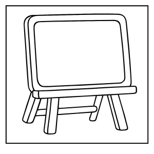 Página para colorear de pizarra escolar para niños imprimible y gratis