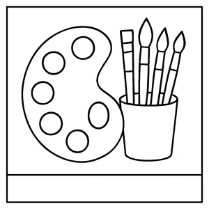 Página para colorear de una paleta de colores para imprimir y pintar, ideal para niños y actividades artísticas.