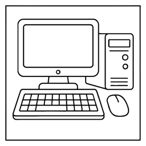 Počítač coloring page – omaľovánka počítača na vyfarbenie zdarma pre deti
