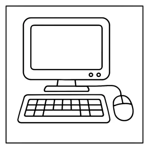 Página para colorear de computadora para imprimir gratis, diseño educativo para niños