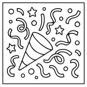 Página para colorear de confeti para imprimir y colorear gratis