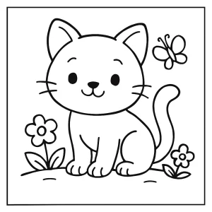 Süße Katze als Malvorlage – kostenlose coloring page zum Ausmalen für Kinder