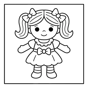 Page de coloriage gratuite représentant une poupée à colorier pour enfants