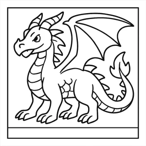 Página para colorear de un dragón mágico, dibujo imprimible y gratis para niños