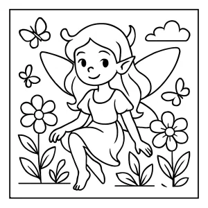 Page de coloriage gratuite représentant une fée magique à imprimer