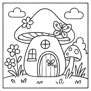 page de coloriage maison de fée à imprimer gratuitement pour enfants