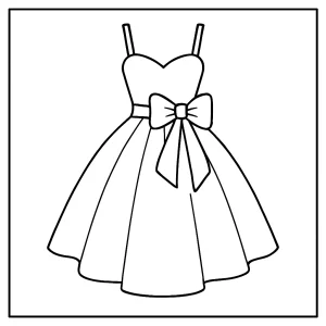 page de coloriage gratuite représentant une robe de mode élégante à imprimer