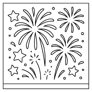 page de coloriage de feux d'artifice à imprimer gratuitement pour enfants