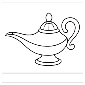 Dschinn-Lampe Malvorlage – coloring page mit magischer Lampe zum Ausmalen für Kinder