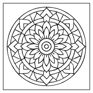 Geometrická mandala omalovánka – coloring page na vyfarbenie a tlač pre deti a dospelých