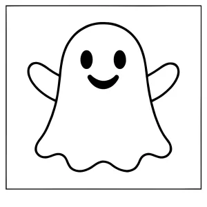 Omaľovánka duch – tlačiteľná coloring page s roztomilým strašidlom pre deti