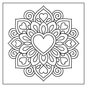 Heart mandala coloring page for free printable coloring activities