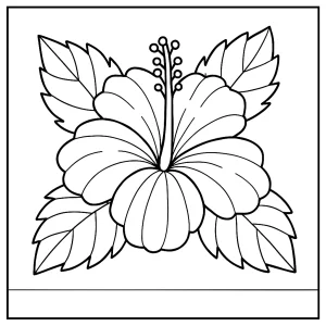 page de coloriage hibiscus à imprimer, illustration de fleur exotique à colorier