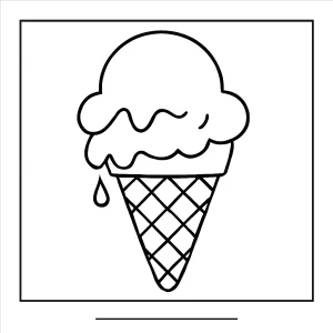 Página para colorear de un cono de helado lista para imprimir y colorear