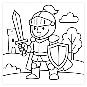 Ritter Malvorlage – coloring page eines Ritters zum Ausmalen für Kinder