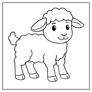 Página para colorear de un corderito tierno lista para imprimir y colorear