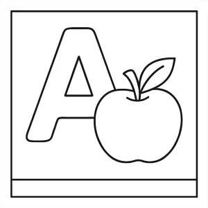 Malvorlage Buchstabe A mit Apfel, kostenlose coloring page zum Ausdrucken für Kinder