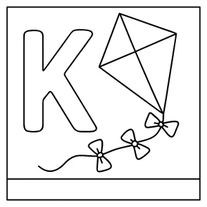 Letra K con cometa página para colorear gratis para niños