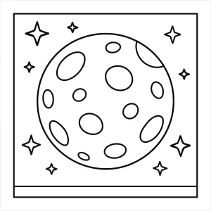 Página para colorear de la luna sonriente rodeada de estrellas, lista para imprimir