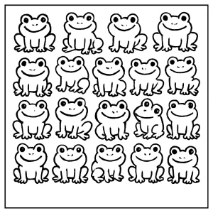 page de coloriage de 20 grenouilles mignonnes à imprimer et colorier pour enfants